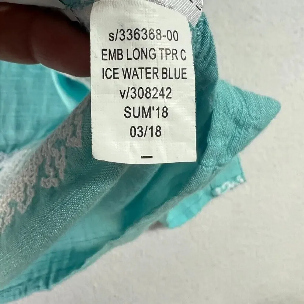 Gap Robe Jacket Womens S/M Embroidered Balloon Sleeve Ice Water Blue